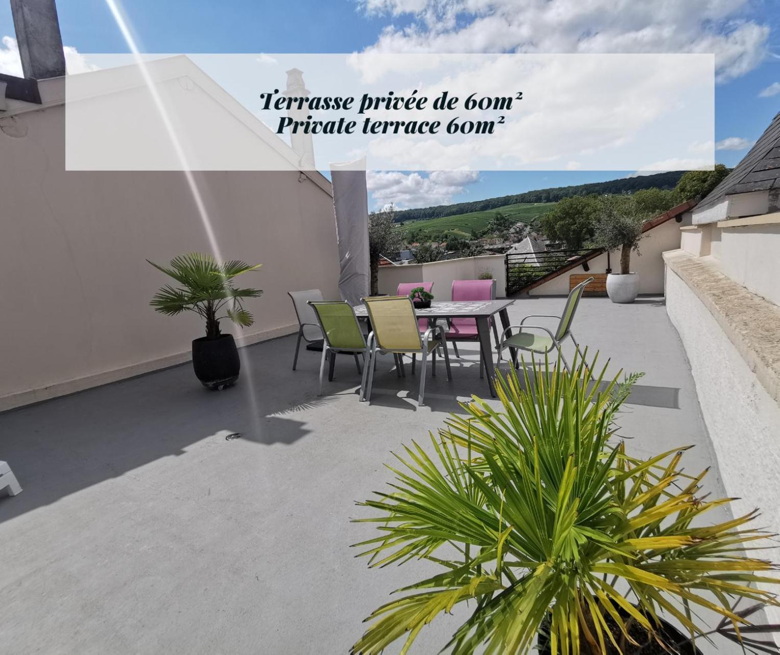 BNB EPERNAY Terrasse 86 - Terrasse privée Vue sur le Vignoble Extérieur photo