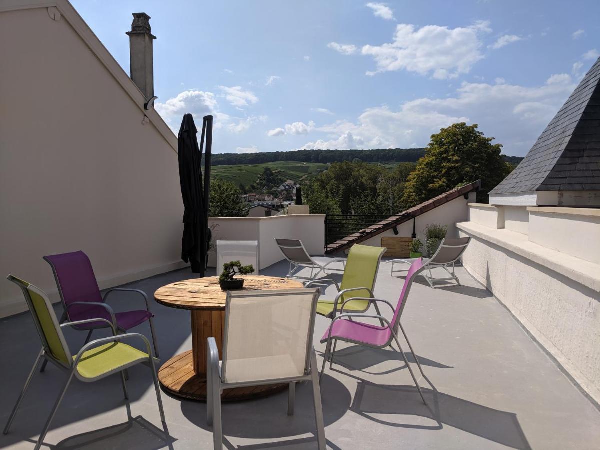 BNB EPERNAY Terrasse 86 - Terrasse privée Vue sur le Vignoble Extérieur photo